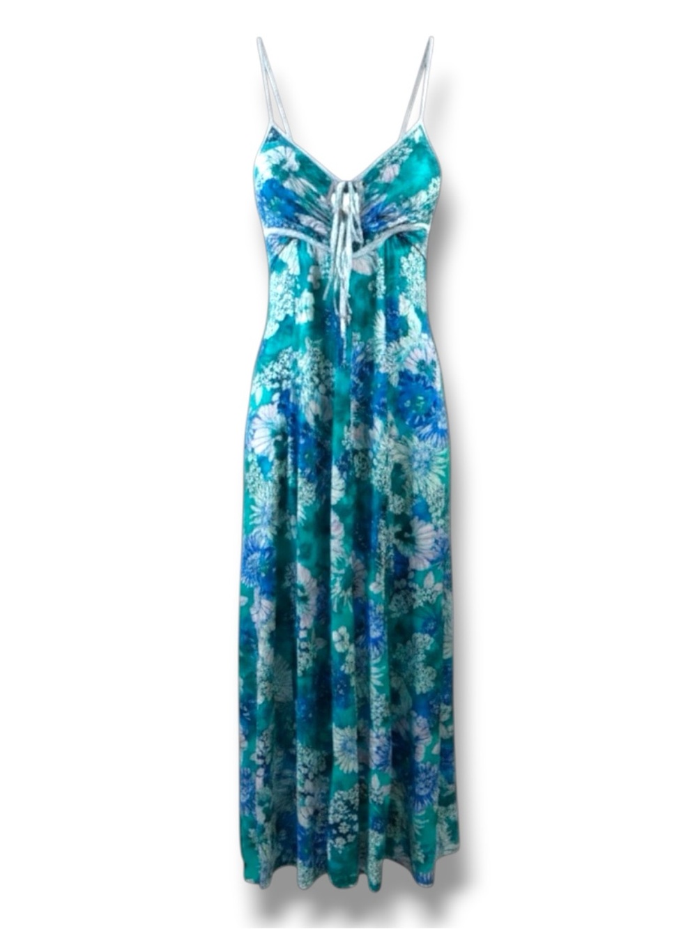 Free People Stripped Floral Maxi Dress in Blue Teal Size XS